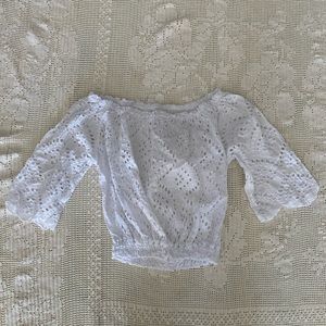 White off the shoulder eyelet top